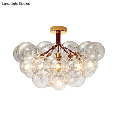 DecorBites™ Clear Glass Semi Flush Ceiling Light with Contemporary Bubble Design for Foyer and Corridor Illumination