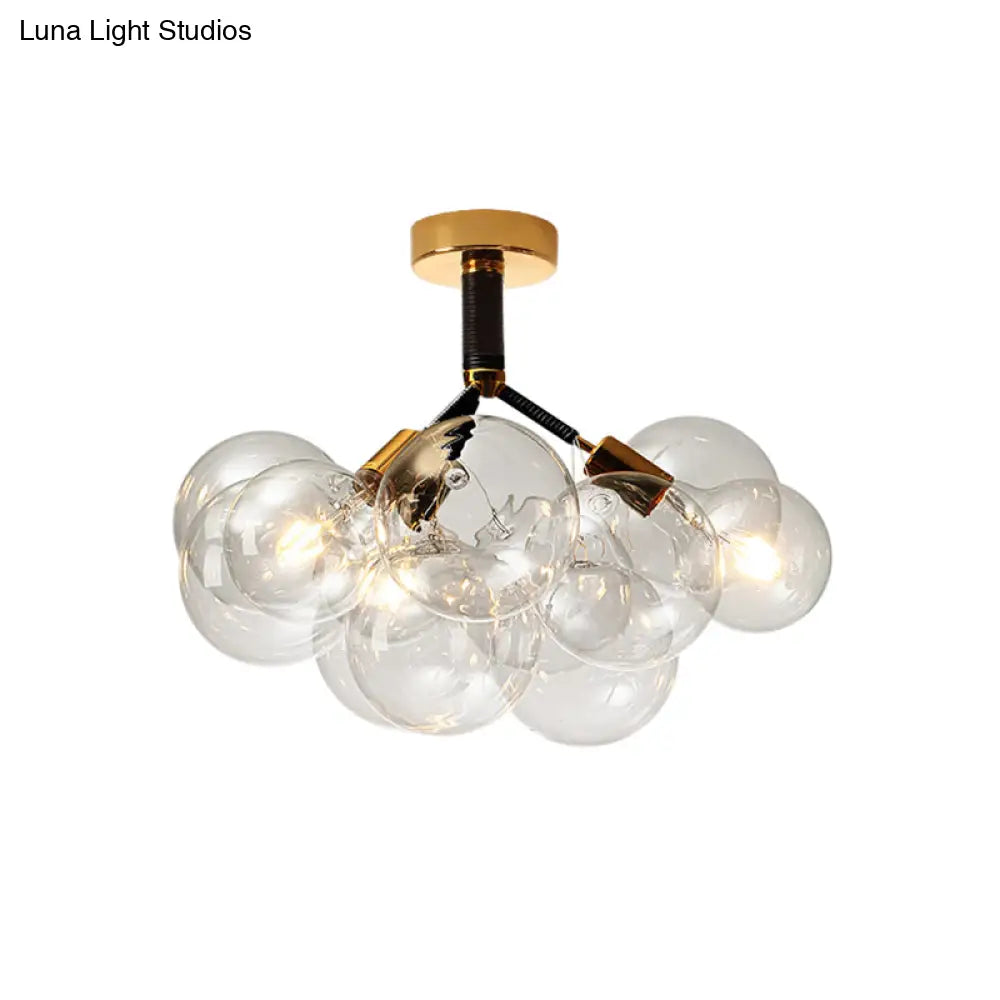 DecorBites™ Clear Glass Semi Flush Ceiling Light with Contemporary Bubble Design for Foyer and Corridor Illumination
