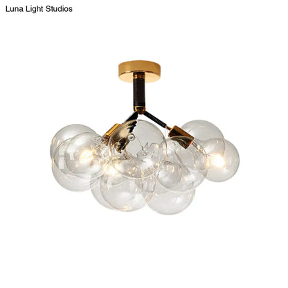 DecorBites™ Clear Glass Semi Flush Ceiling Light with Contemporary Bubble Design for Foyer and Corridor Illumination