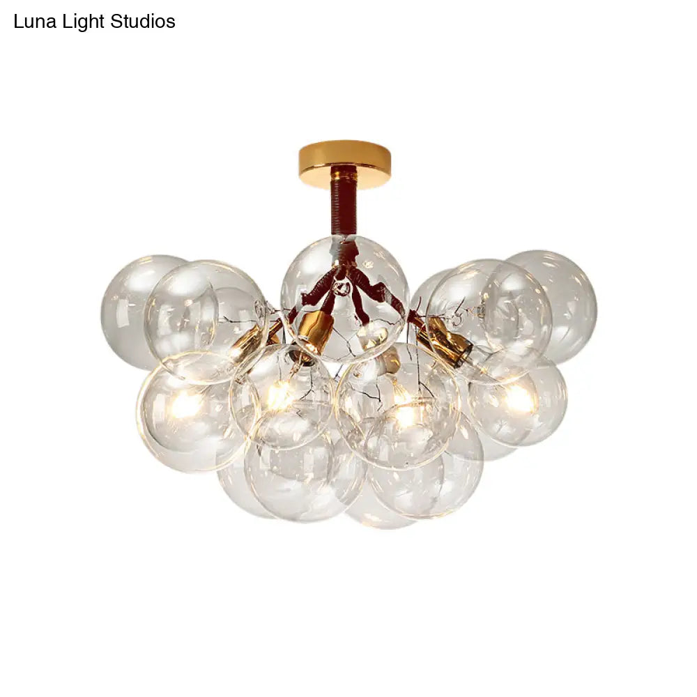 DecorBites™ Clear Glass Semi Flush Ceiling Light with Contemporary Bubble Design for Foyer and Corridor Illumination