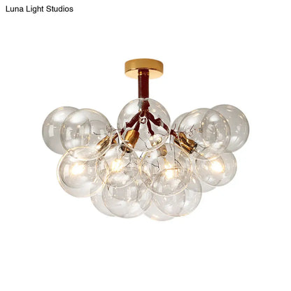 DecorBites™ Clear Glass Semi Flush Ceiling Light with Contemporary Bubble Design for Foyer and Corridor Illumination