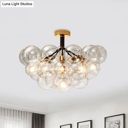 DecorBites™ Clear Glass Semi Flush Ceiling Light with Contemporary Bubble Design for Foyer and Corridor Illumination