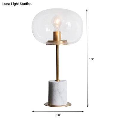 Clear Glass Table Lamp: Contemporary Shade, 1-Bulb Reading Light for Living Room