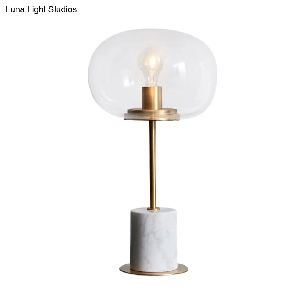 Clear Glass Table Lamp: Contemporary Shade, 1-Bulb Reading Light for Living Room