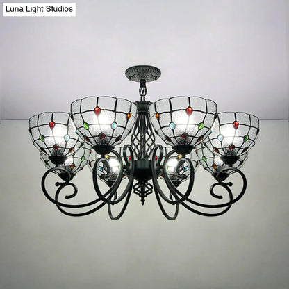Clear Glass Tiffany Style Multi Light Bowl Chandelier Ceiling Fixture