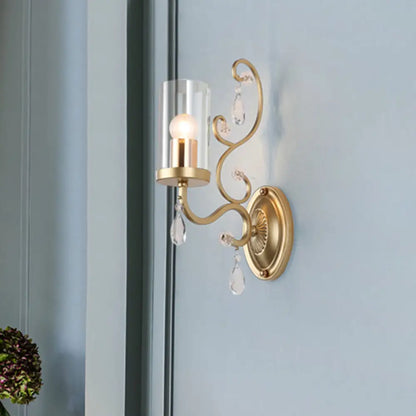 DecorBites™ Clear Glass Wall Mounted Light with Crystal Accent and Brass Finish