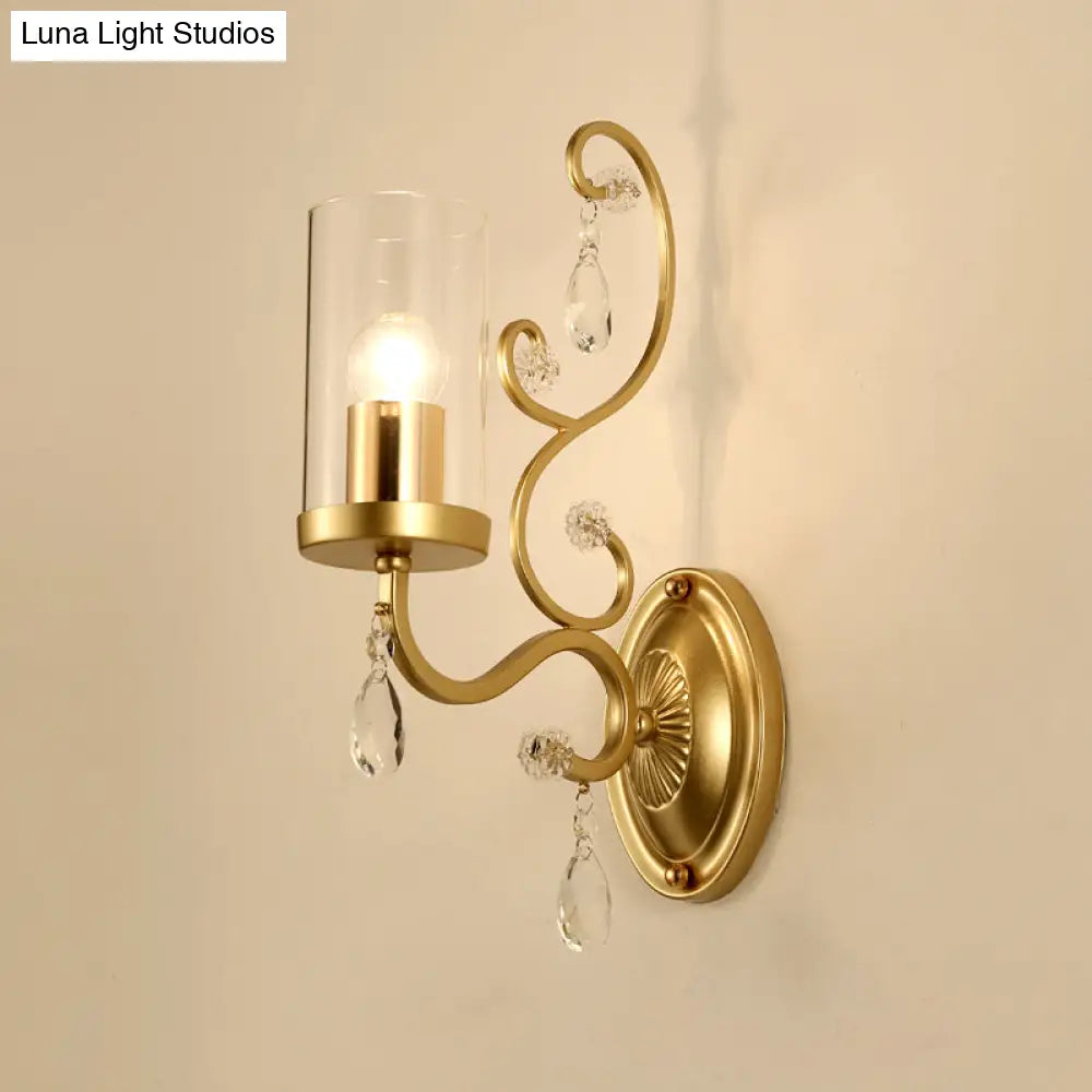 DecorBites™ Clear Glass Wall Mounted Light with Crystal Accent and Brass Finish