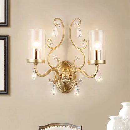 DecorBites™ Clear Glass Wall Mounted Light with Crystal Accent and Brass Finish