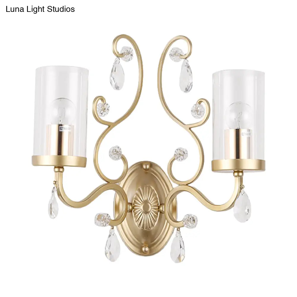 DecorBites™ Clear Glass Wall Mounted Light with Crystal Accent and Brass Finish