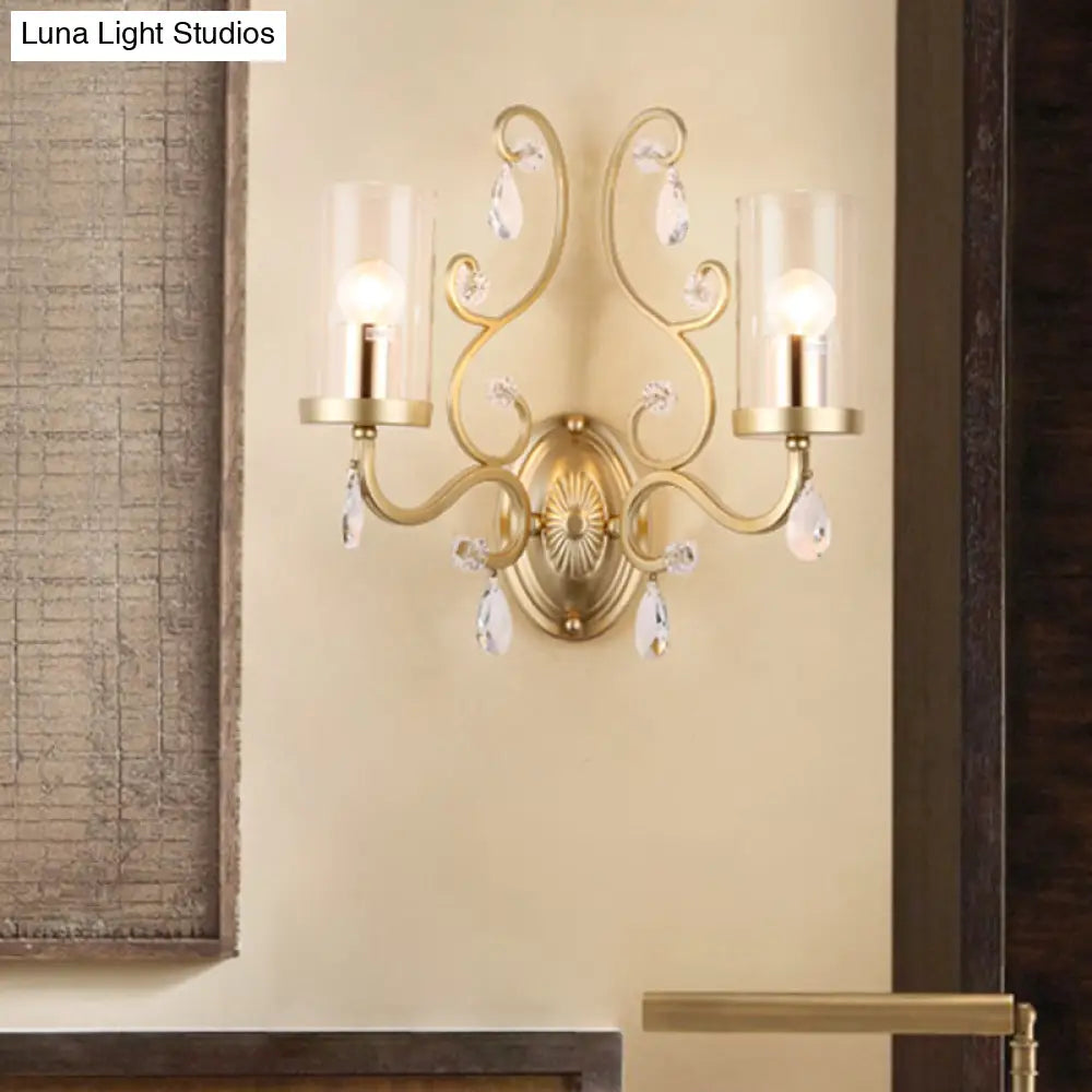 DecorBites™ Clear Glass Wall Mounted Light with Crystal Accent and Brass Finish