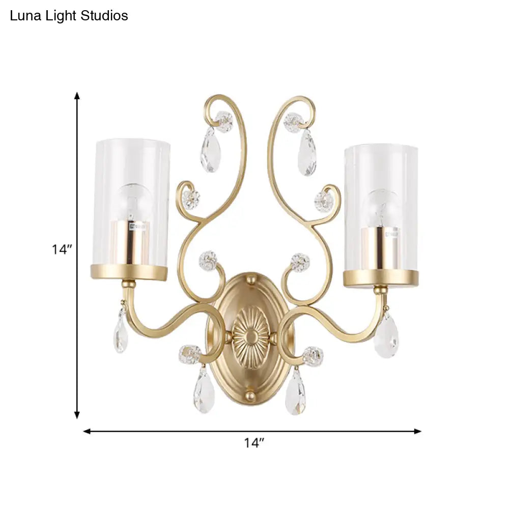 DecorBites™ Clear Glass Wall Mounted Light with Crystal Accent and Brass Finish
