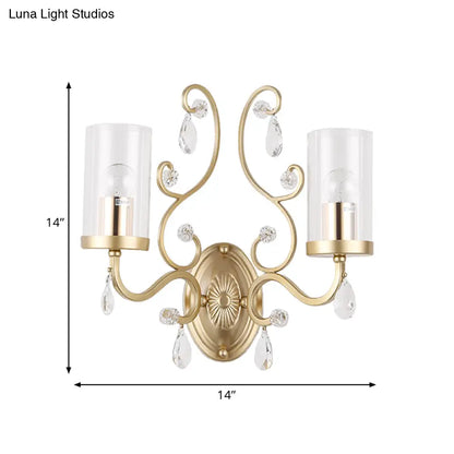 DecorBites™ Clear Glass Wall Mounted Light with Crystal Accent and Brass Finish