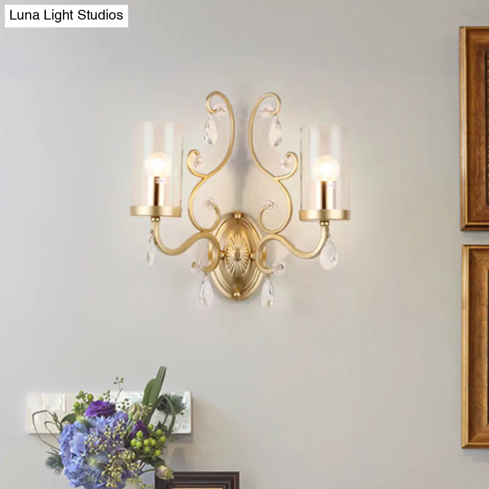 DecorBites™ Clear Glass Wall Mounted Light with Crystal Accent and Brass Finish