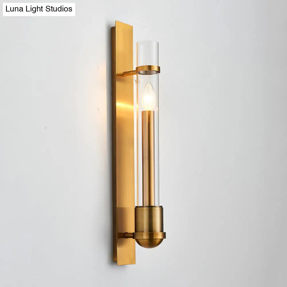 DecorBites™ Clear Glass Wall Sconce - Modern Single Brass Light Fixture