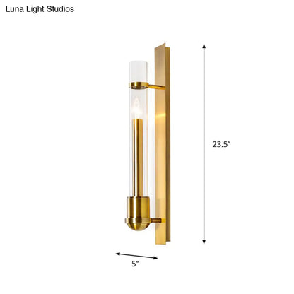 DecorBites™ Clear Glass Wall Sconce - Modern Single Brass Light Fixture