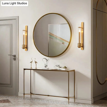 DecorBites™ Clear Glass Wall Sconce - Modern Single Brass Light Fixture