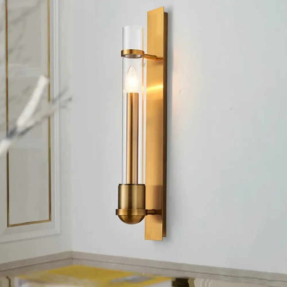 DecorBites™ Clear Glass Wall Sconce - Modern Single Brass Light Fixture