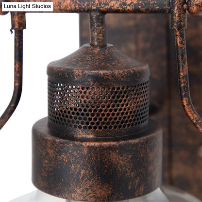 Clear Glass Wall Sconce - Traditional Rustic Cylinder Lamp for Corridors