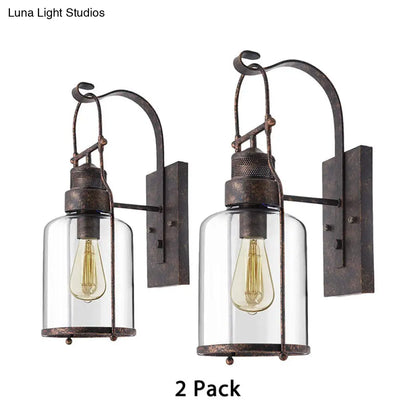 Clear Glass Wall Sconce - Traditional Rustic Cylinder Lamp for Corridors