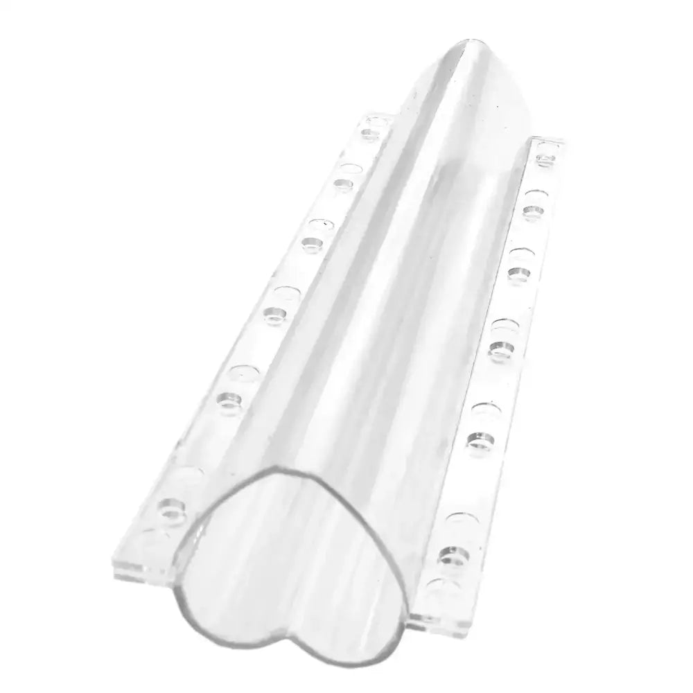 Clear acrylic heart shaped vegetable growth mold with transparent design and evenly spaced circular holes for growth control