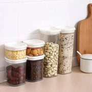 Clear hermetic kitchen organizer with clear plastic food storage containers and white lids for nuts and grains decorbites hermetic kitchen