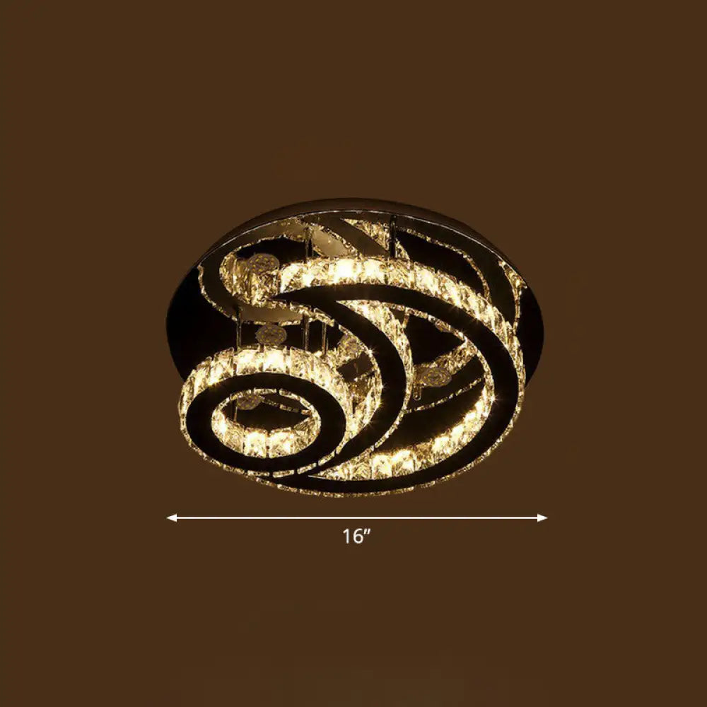 DecorBites™ DecorBites™ Clear K9 Crystal Moon and Sun Ceiling Lamp - Minimalist Stainless Steel LED Flush Light