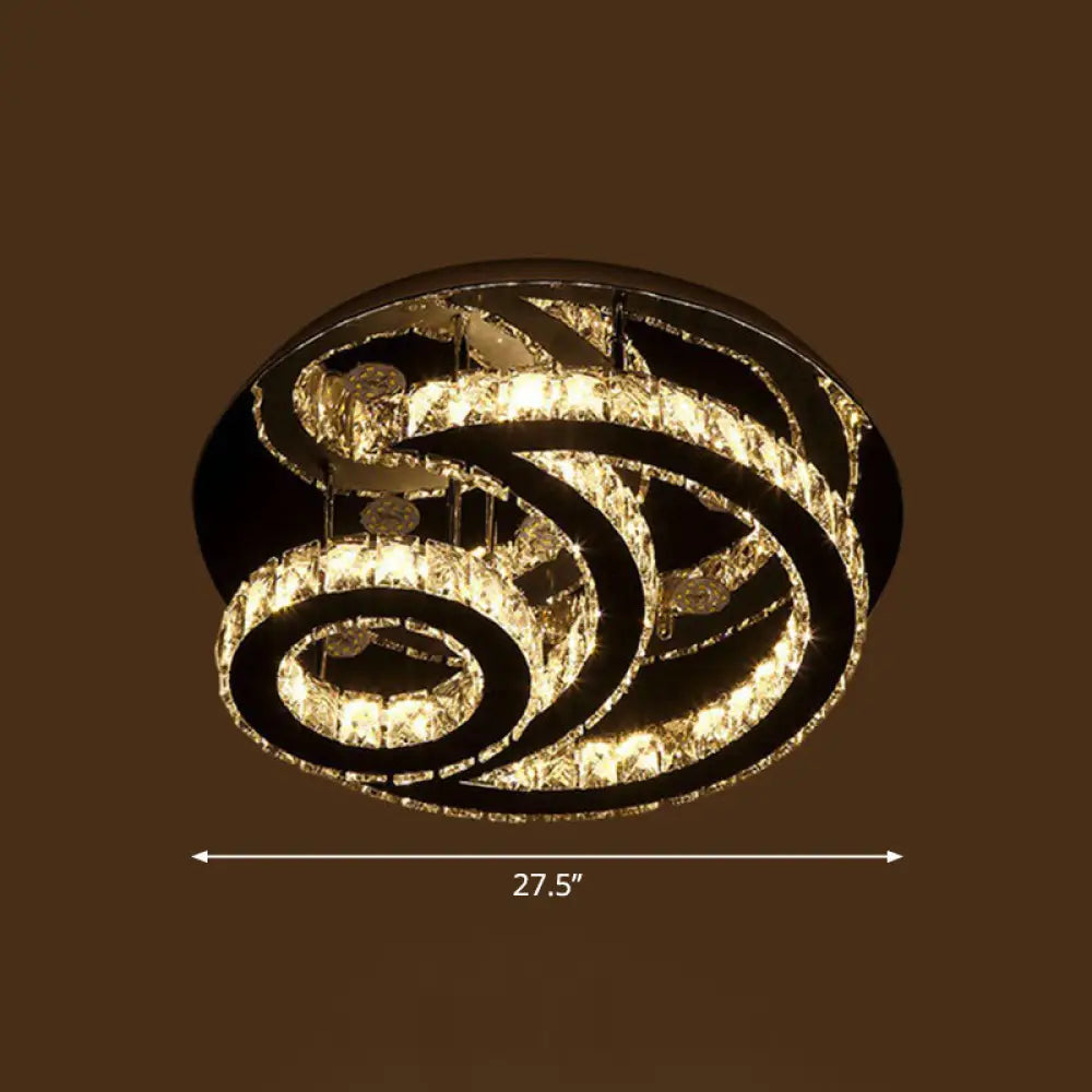 DecorBites™ DecorBites™ Clear K9 Crystal Moon and Sun Ceiling Lamp - Minimalist Stainless Steel LED Flush Light