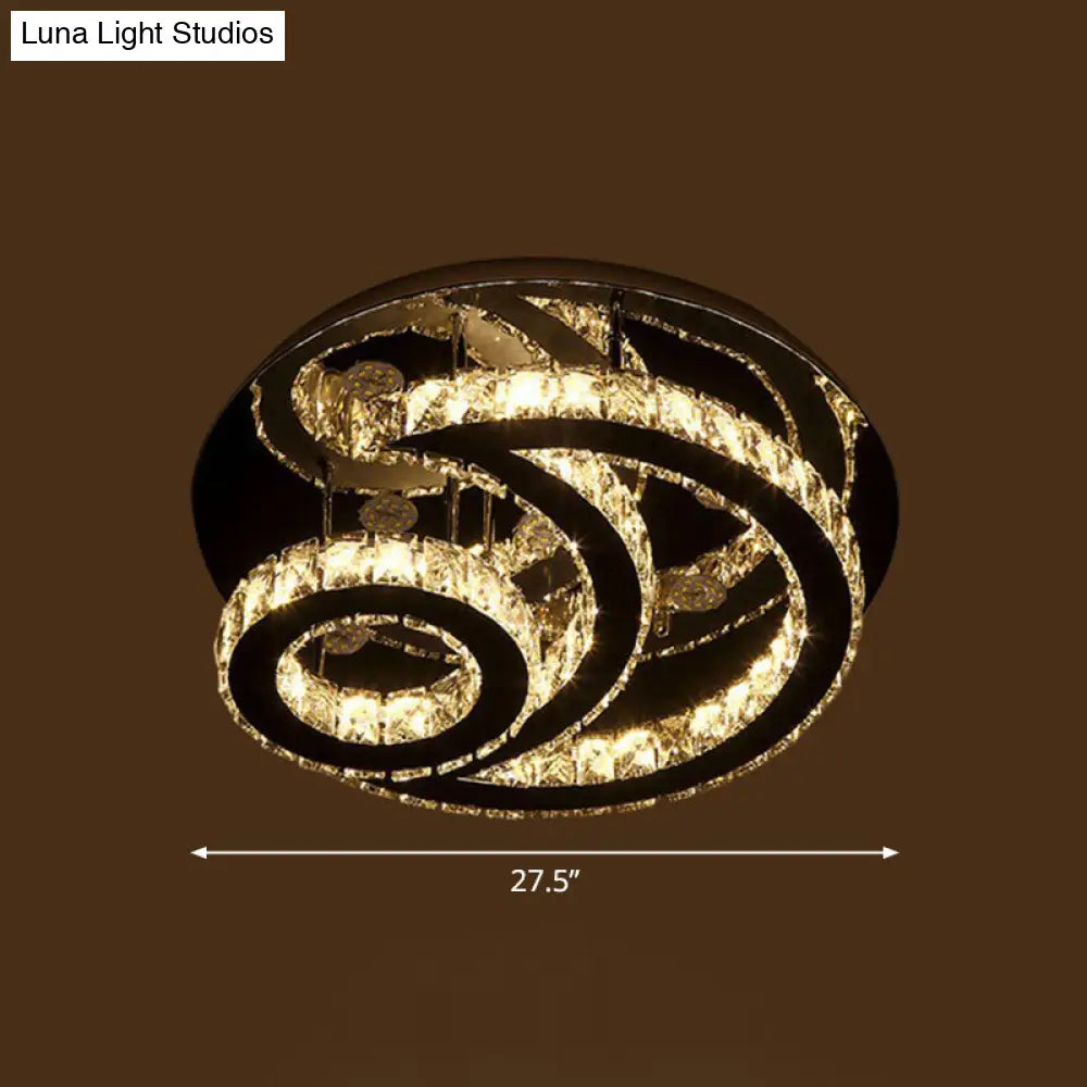 DecorBites™ DecorBites™ Clear K9 Crystal Moon and Sun Ceiling Lamp - Minimalist Stainless Steel LED Flush Light
