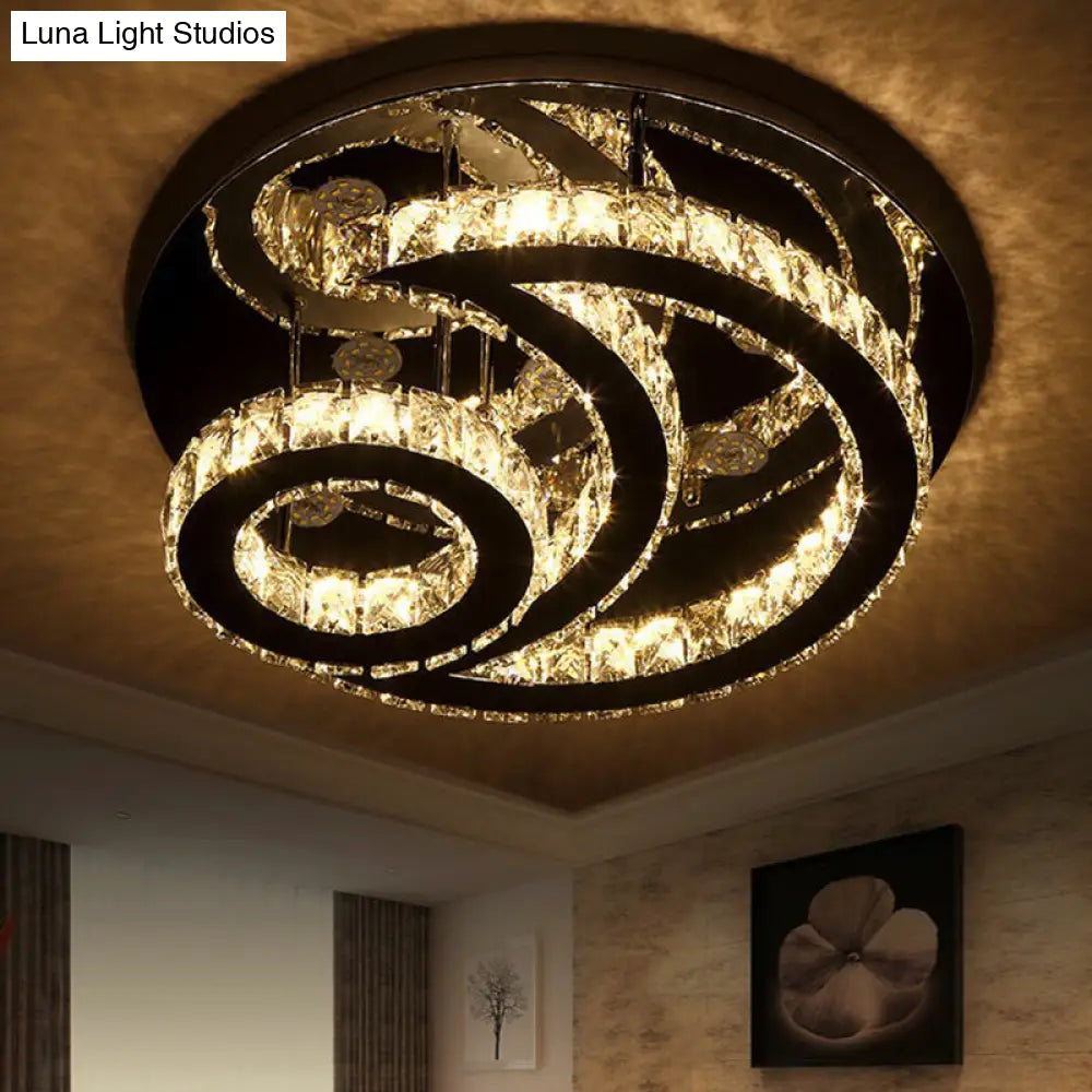 DecorBites™ DecorBites™ Clear K9 Crystal Moon and Sun Ceiling Lamp - Minimalist Stainless Steel LED Flush Light