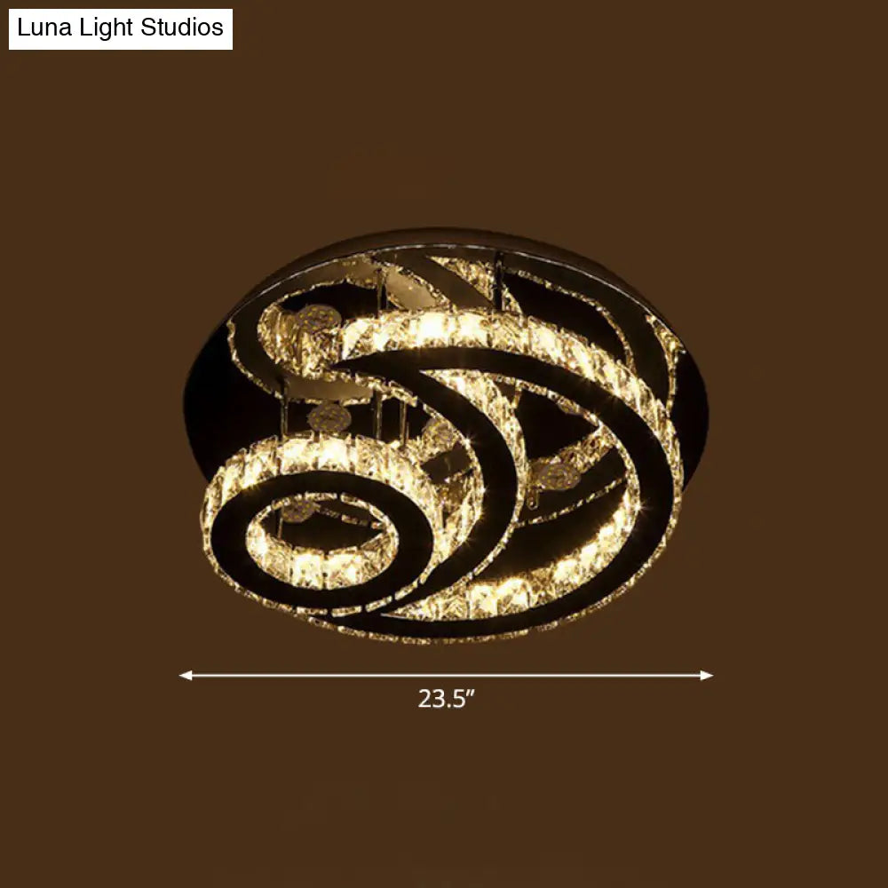 DecorBites™ DecorBites™ Clear K9 Crystal Moon and Sun Ceiling Lamp - Minimalist Stainless Steel LED Flush Light