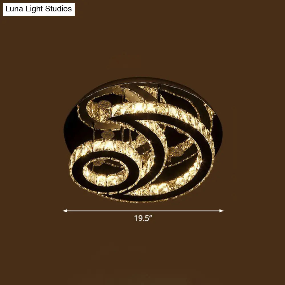 DecorBites™ DecorBites™ Clear K9 Crystal Moon and Sun Ceiling Lamp - Minimalist Stainless Steel LED Flush Light