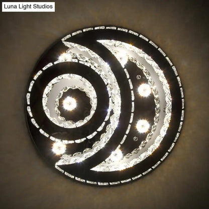 DecorBites™ DecorBites™ Clear K9 Crystal Moon and Sun Ceiling Lamp - Minimalist Stainless Steel LED Flush Light
