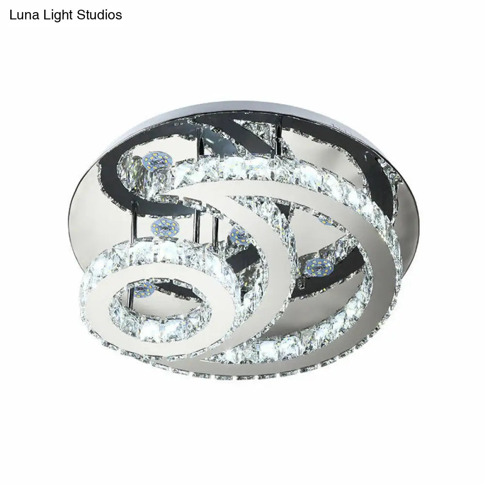 DecorBites™ DecorBites™ Clear K9 Crystal Moon and Sun Ceiling Lamp - Minimalist Stainless Steel LED Flush Light