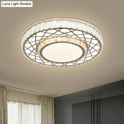 DecorBites™ DecorBites™ Clear LED Crystal Block Light Fixture - Modern Round Stainless-Steel Flush Mount for Great Room