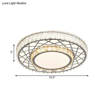 DecorBites™ DecorBites™ Clear LED Crystal Block Light Fixture - Modern Round Stainless-Steel Flush Mount for Great Room