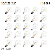 Clear glass globe g40 1w pet led bulbs with visible filament and e27 screw base for outdoor patio string lights