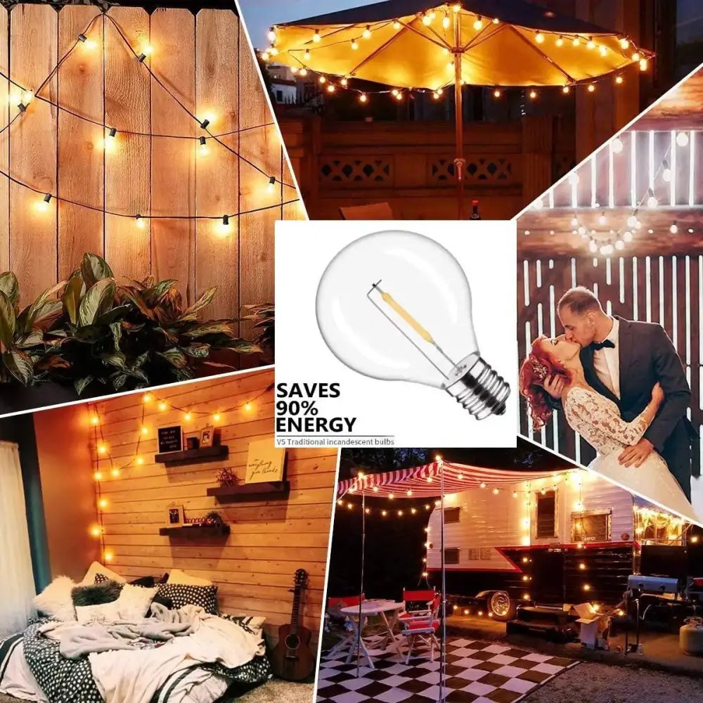 Clear shatterproof g40 1w pet led bulbs featuring a clear glass edison-style bulb with visible filament and metallic base