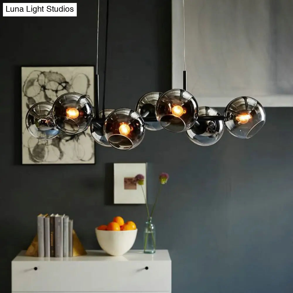 DecorBites™ Clear/Smoke Glass 8 Bulbs Suspended Lighting Fixture in Black/Gold for Dining Room