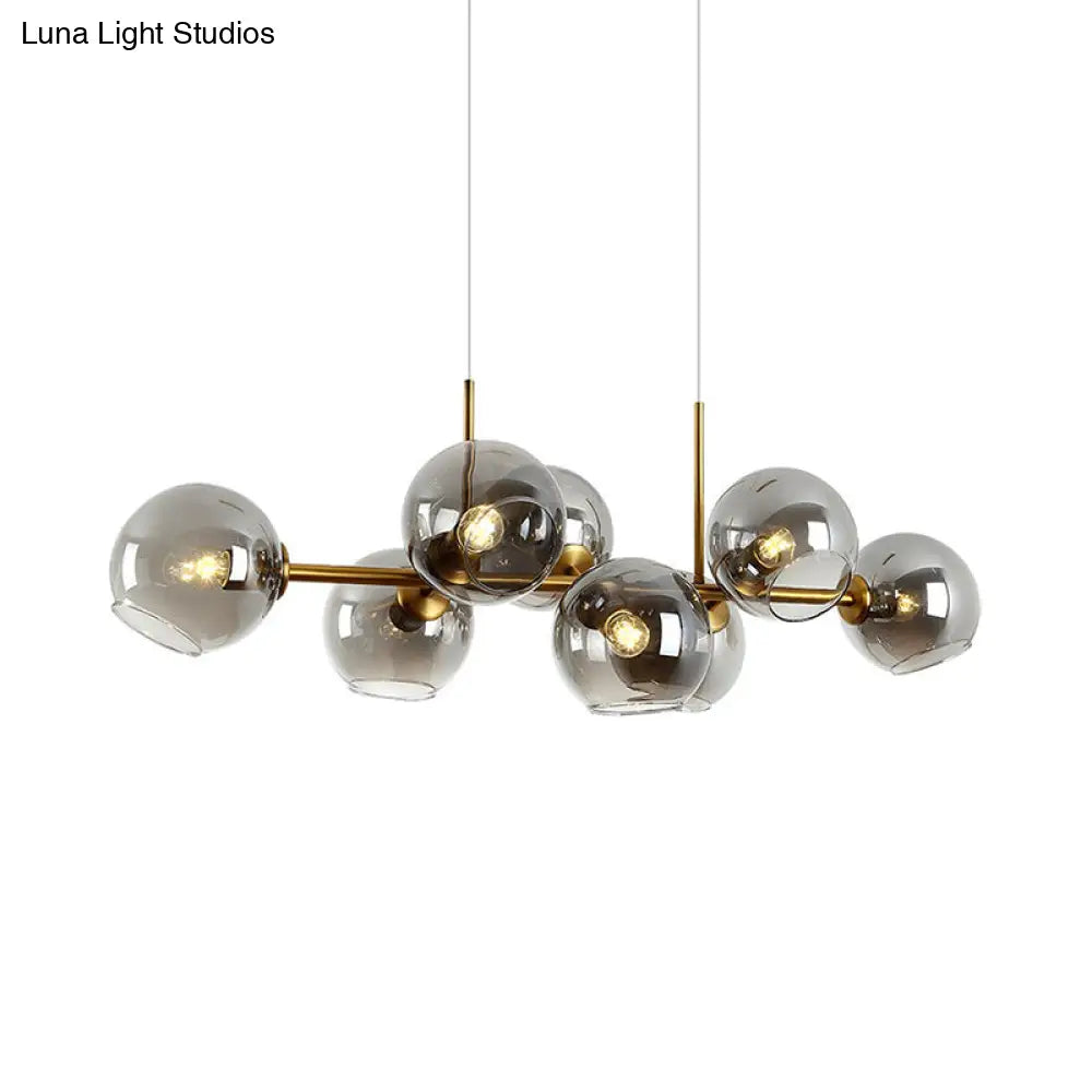 DecorBites™ Clear/Smoke Glass 8 Bulbs Suspended Lighting Fixture in Black/Gold for Dining Room