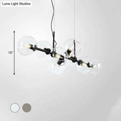 DecorBites™ Clear/Smoke Glass 8 Bulbs Suspended Lighting Fixture in Black/Gold for Dining Room
