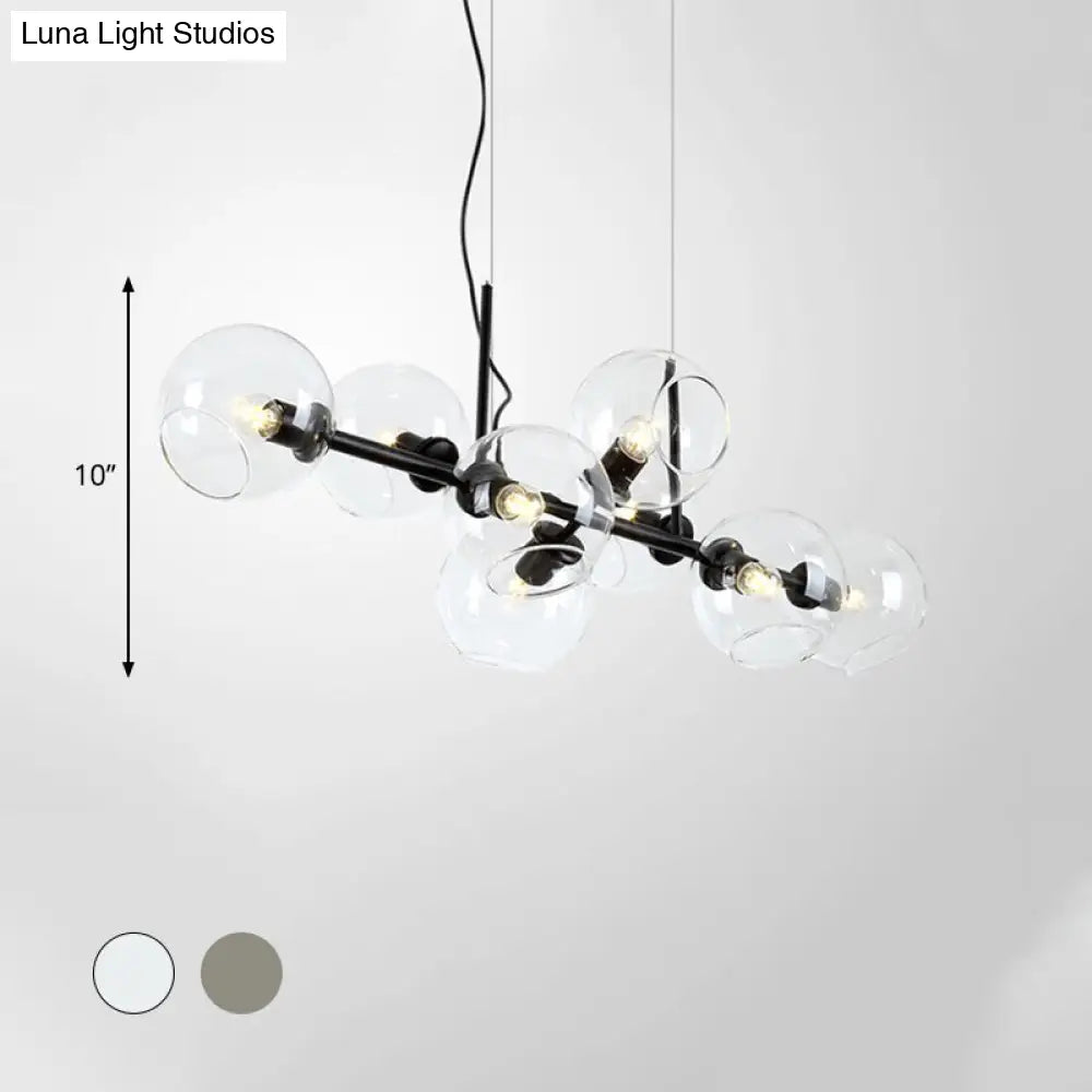 DecorBites™ Clear/Smoke Glass 8 Bulbs Suspended Lighting Fixture in Black/Gold for Dining Room