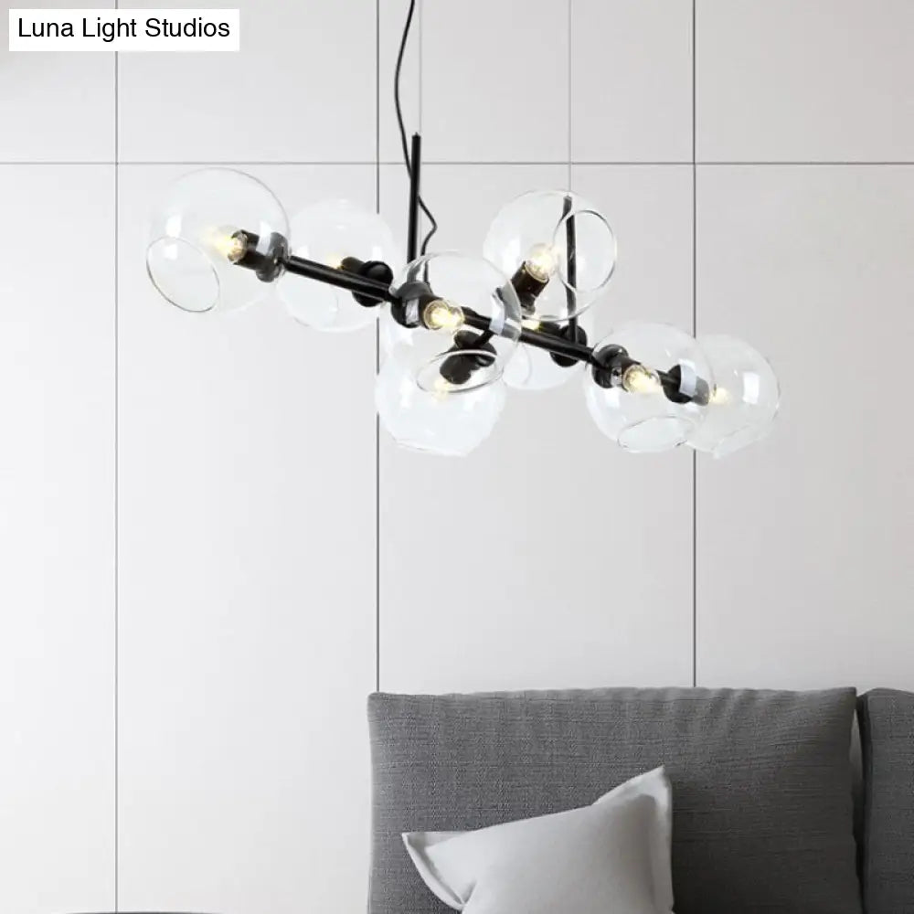 DecorBites™ Clear/Smoke Glass 8 Bulbs Suspended Lighting Fixture in Black/Gold for Dining Room