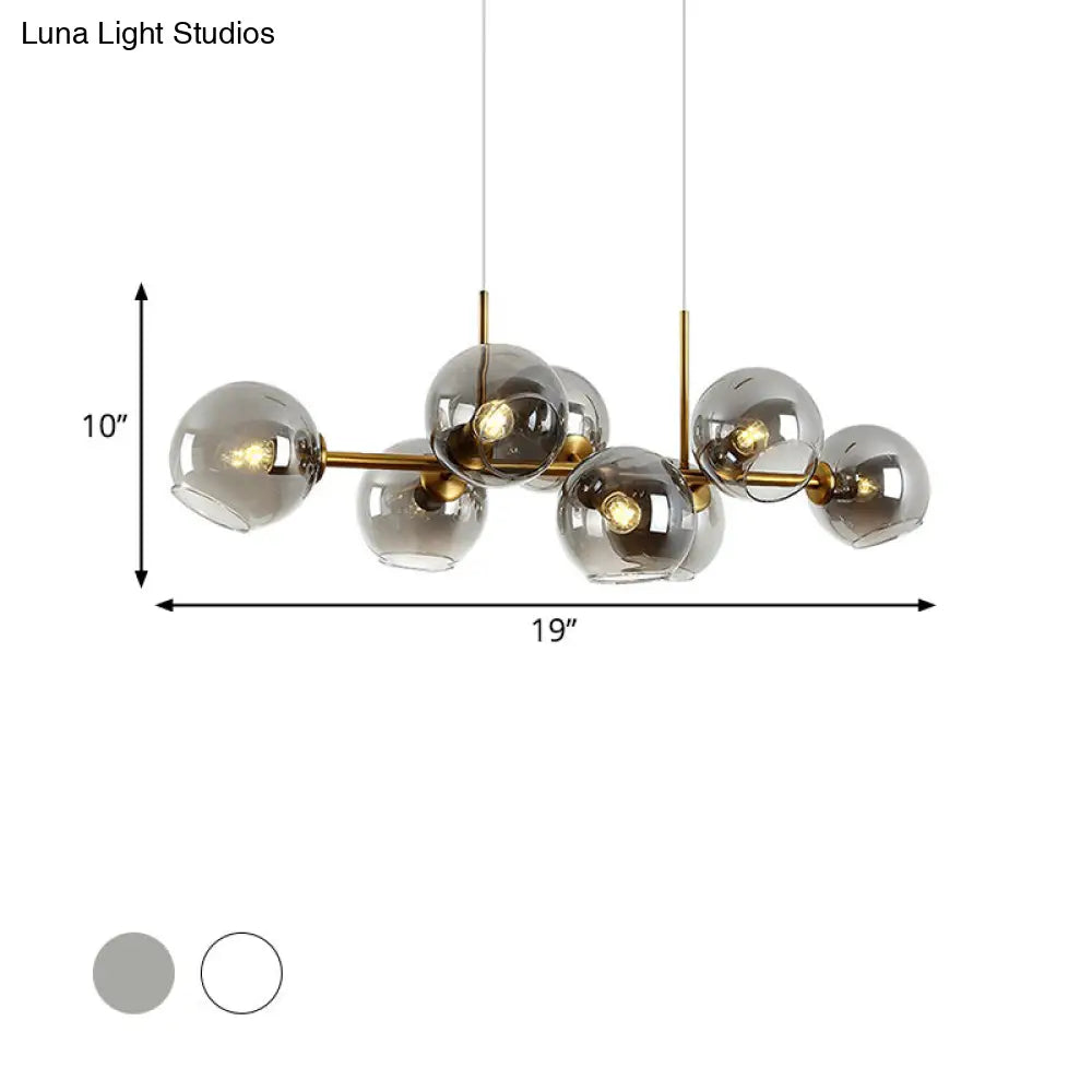 DecorBites™ Clear/Smoke Glass 8 Bulbs Suspended Lighting Fixture in Black/Gold for Dining Room