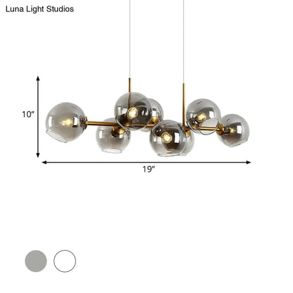 DecorBites™ Clear/Smoke Glass 8 Bulbs Suspended Lighting Fixture in Black/Gold for Dining Room