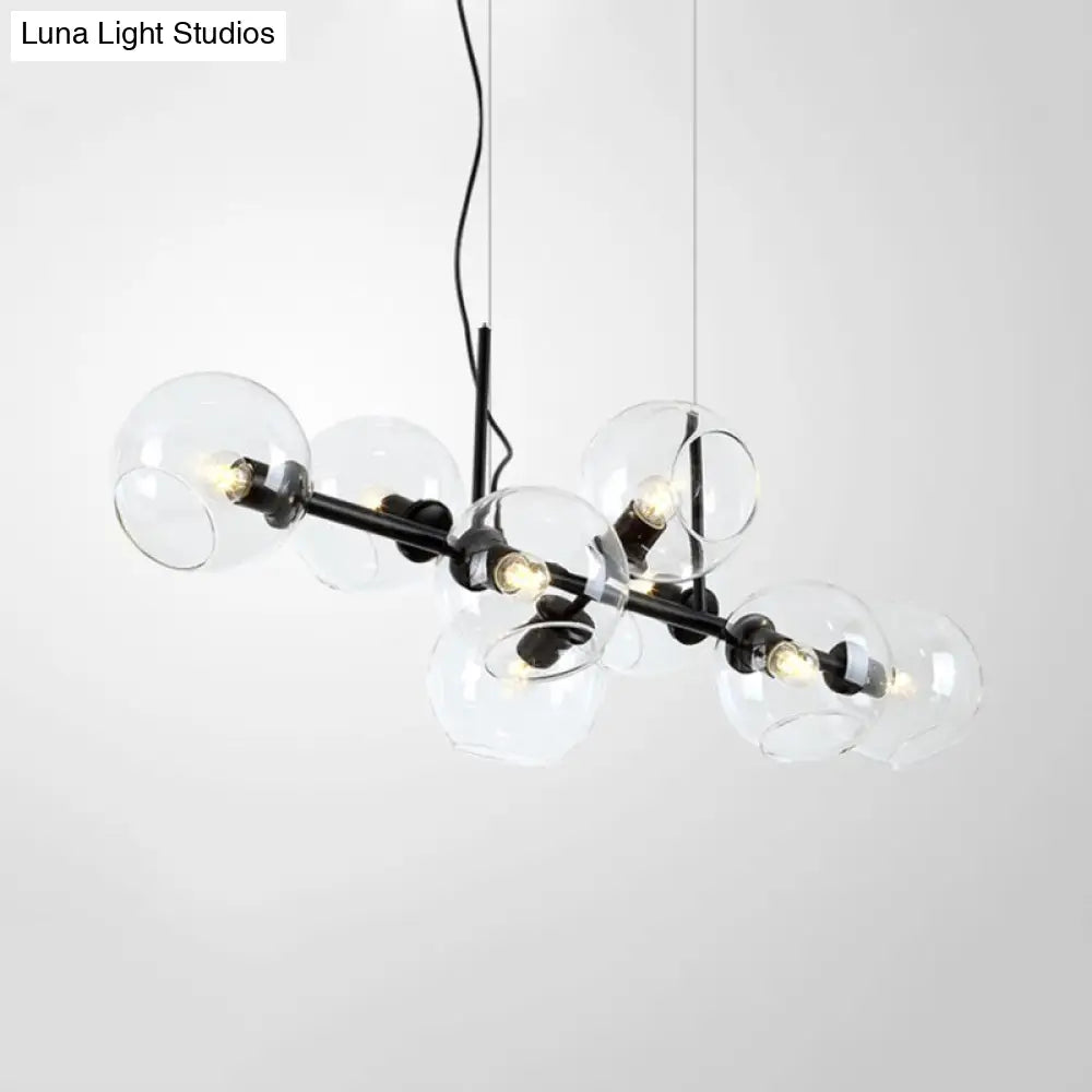 DecorBites™ Clear/Smoke Glass 8 Bulbs Suspended Lighting Fixture in Black/Gold for Dining Room