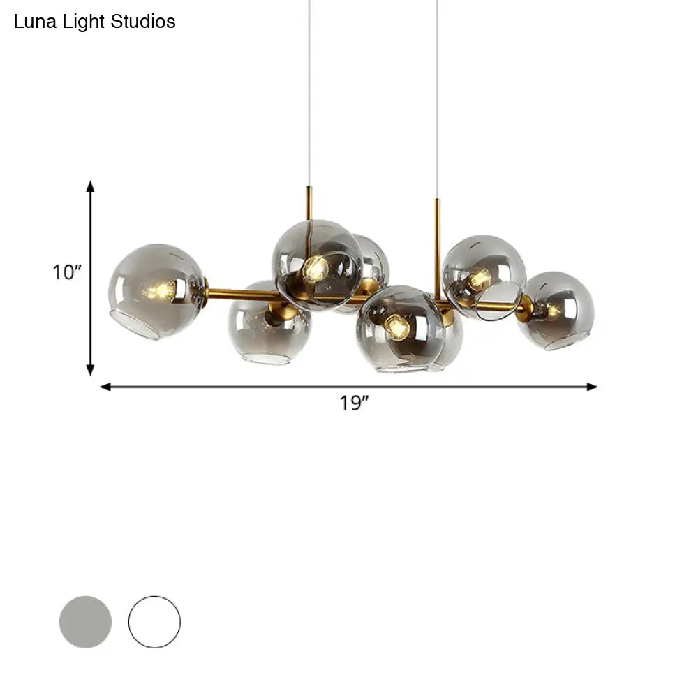 DecorBites™ Clear/Smoke Glass 8 Bulbs Suspended Lighting Fixture in Black/Gold for Dining Room