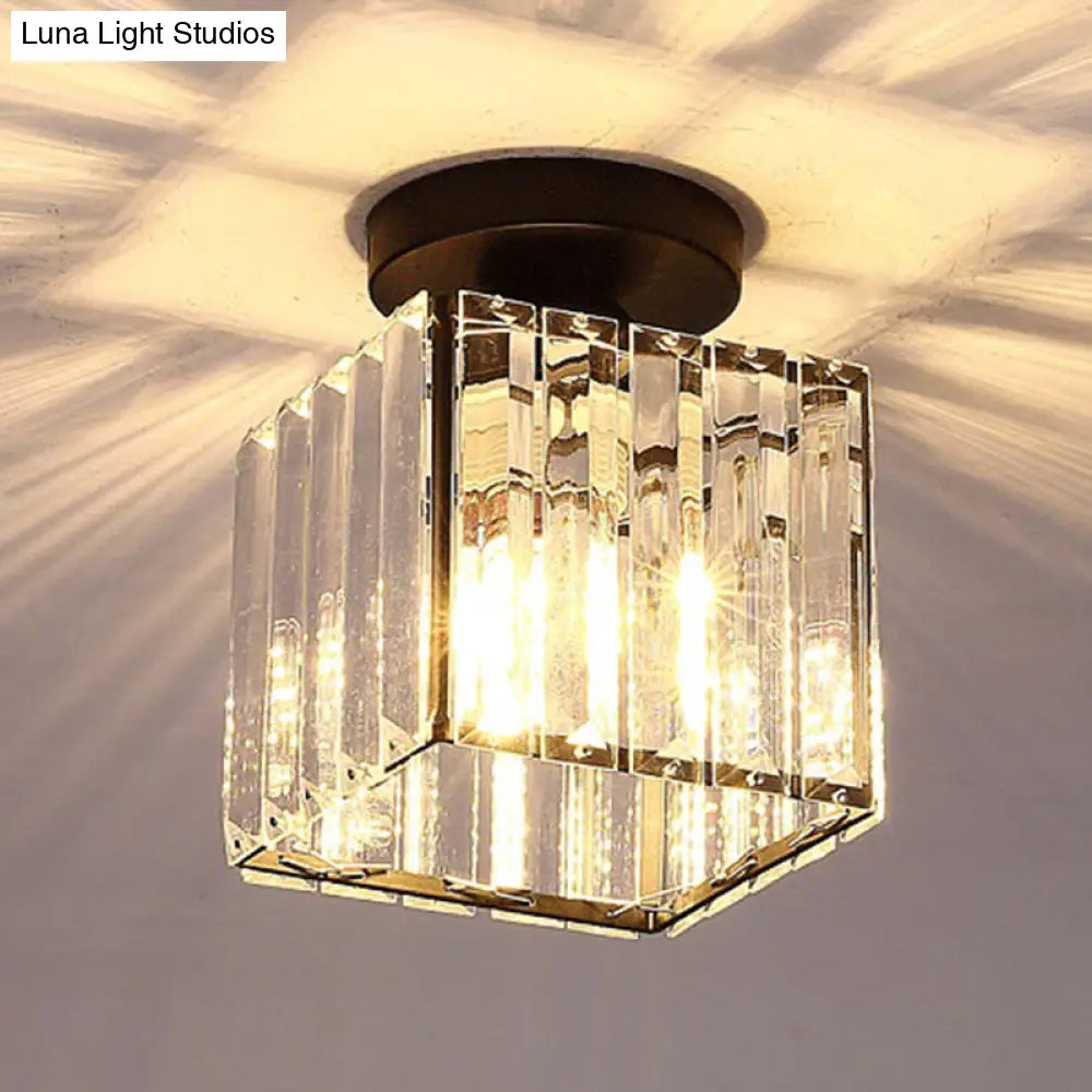 DecorBites™ DecorBites™ Clear Striped Glass Ceiling Light for Modern Semi-Flush Bedroom Illumination