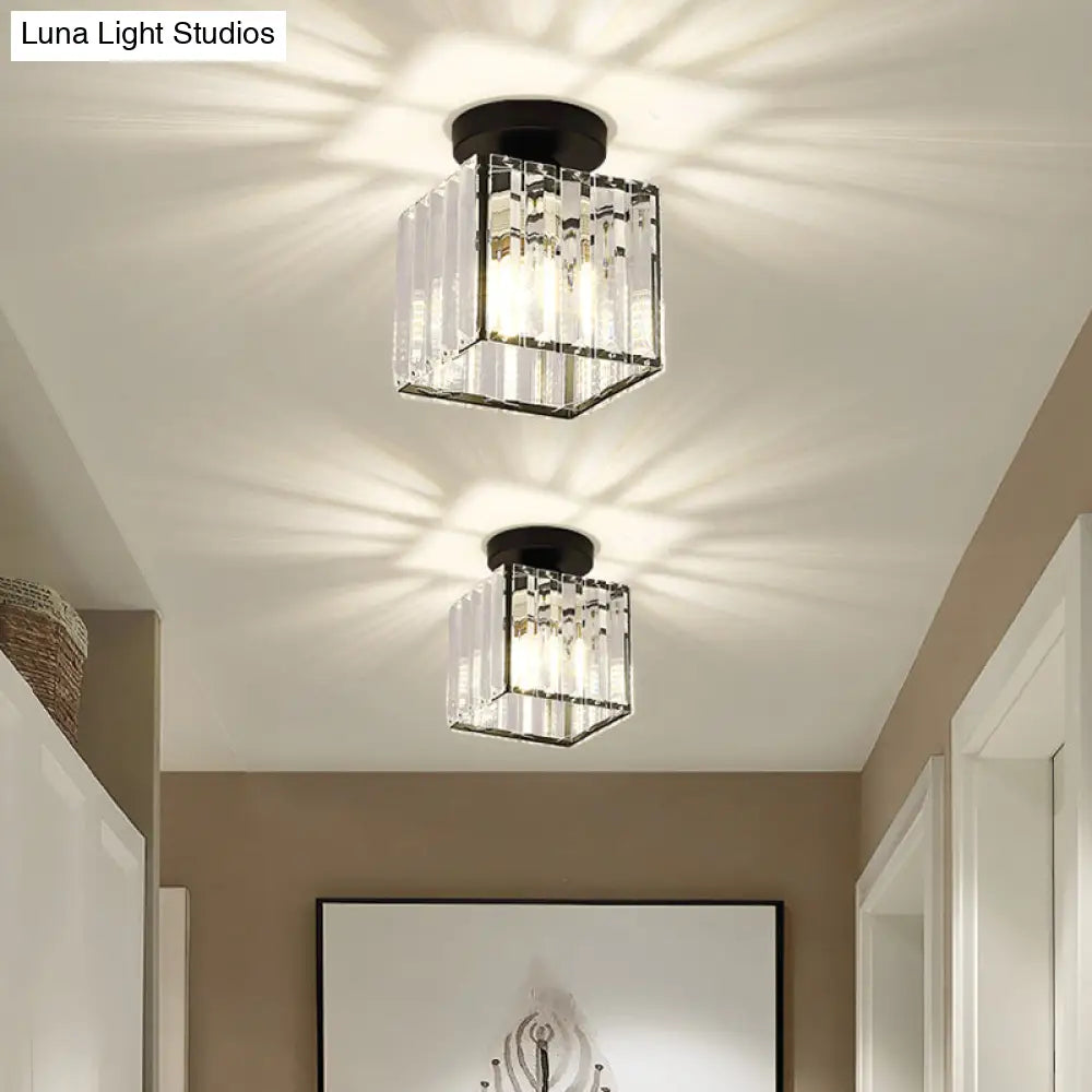 DecorBites™ DecorBites™ Clear Striped Glass Ceiling Light for Modern Semi-Flush Bedroom Illumination
