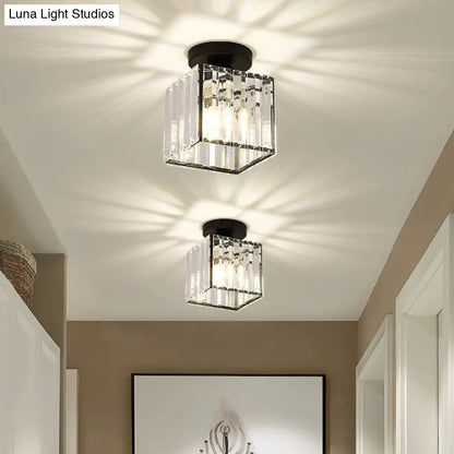 DecorBites™ DecorBites™ Clear Striped Glass Ceiling Light for Modern Semi-Flush Bedroom Illumination