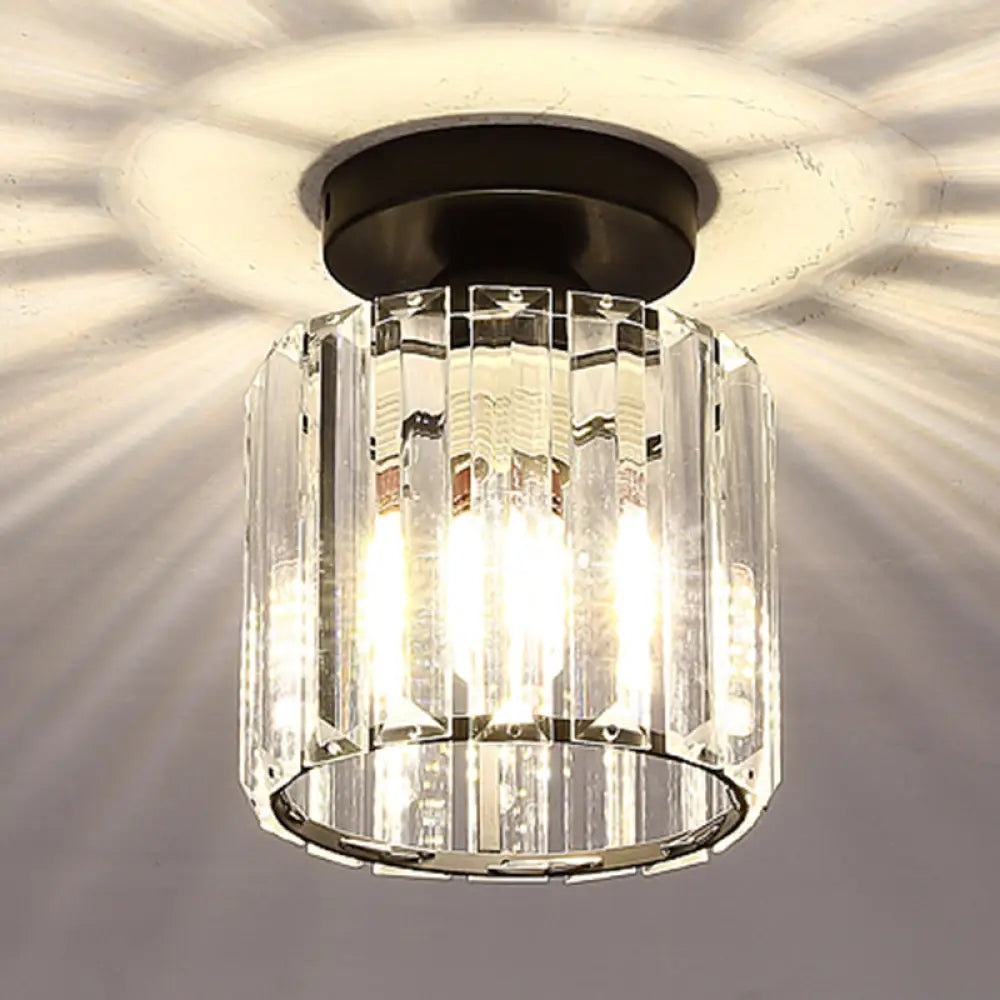 DecorBites™ DecorBites™ Clear Striped Glass Ceiling Light for Modern Semi-Flush Bedroom Illumination